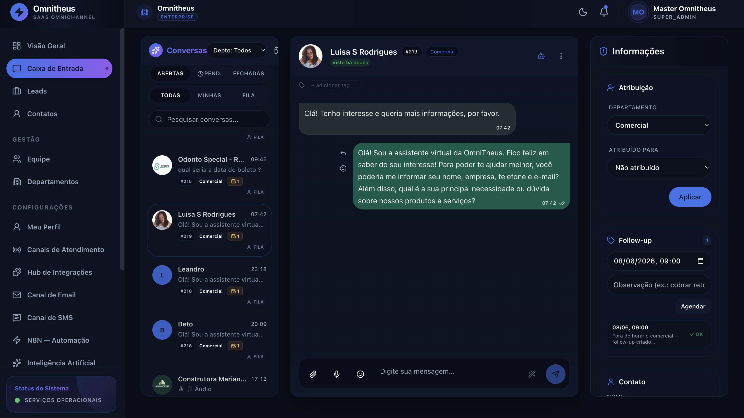 Inbox de Conversa Omnitheus